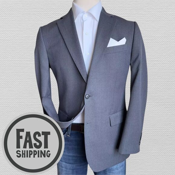 STAFFORD Men's 40R Gray Wool Blend Blazer Sport Coat Two Button Suit Jacket - Picture 1 of 14